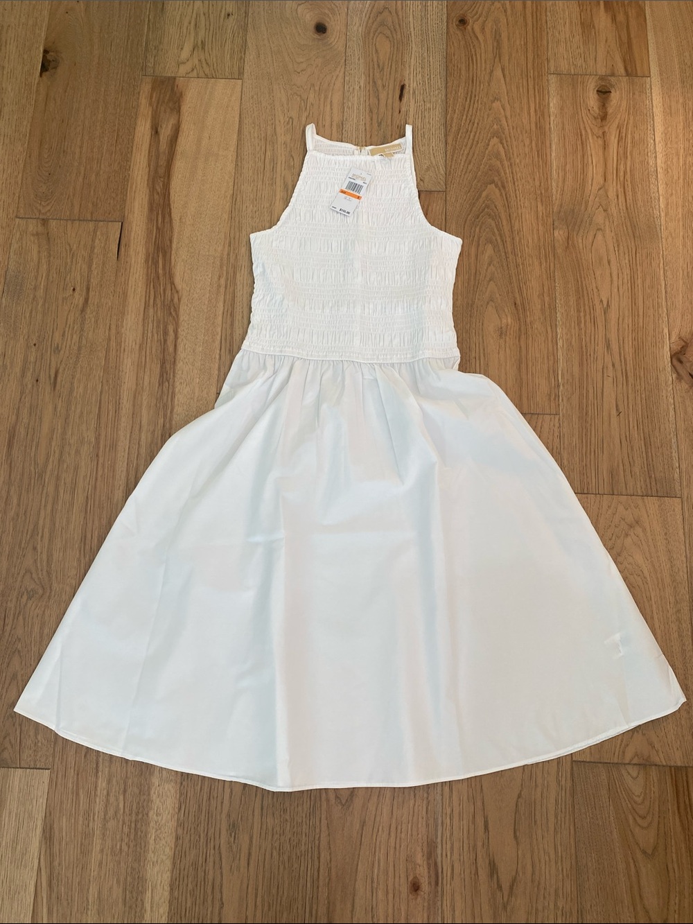 Michael Kors White Smocked Halter women’s Midi Dress